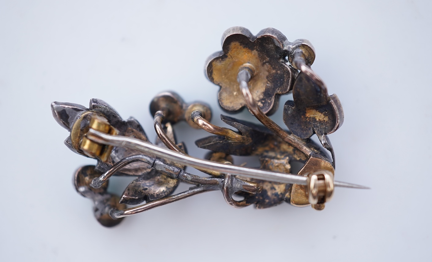 A Victorian turquoise and diamond brooch, mid 19th century